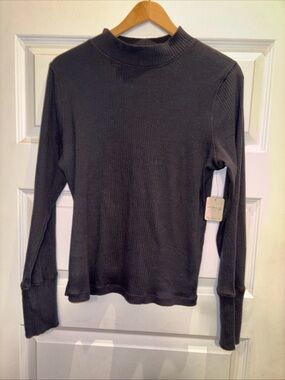 Intimately Free People Mock Turtleneck Size XL Ribbed Knit Black The Ricky